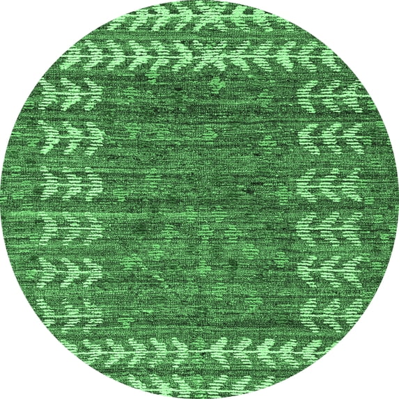 Ahgly Company Indoor Round Abstract Emerald Green Modern Area Rugs, 8' Round