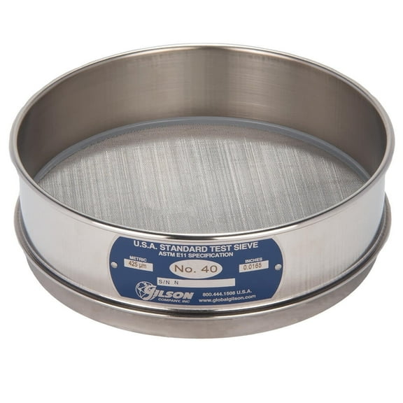 8in Sieve, All Stainless Steel, Full-Height, No.40 (Gilson Company, Inc.)