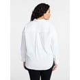 thumbnail image 4 of Terra & Sky Women's Plus Size Poplin Boyfriend Shirt, Sizes 0X-5X, 4 of 5