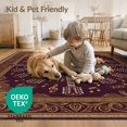 thumbnail image 4 of ODIKA 8'x10' Washable Area Rug Non-Slip Chair-Friendly Mat Music Notes Boho Vintage Border Retro Acoustic Motif Guitar Print Refined for Dining Room, Large Office, Lounge, 4 of 7