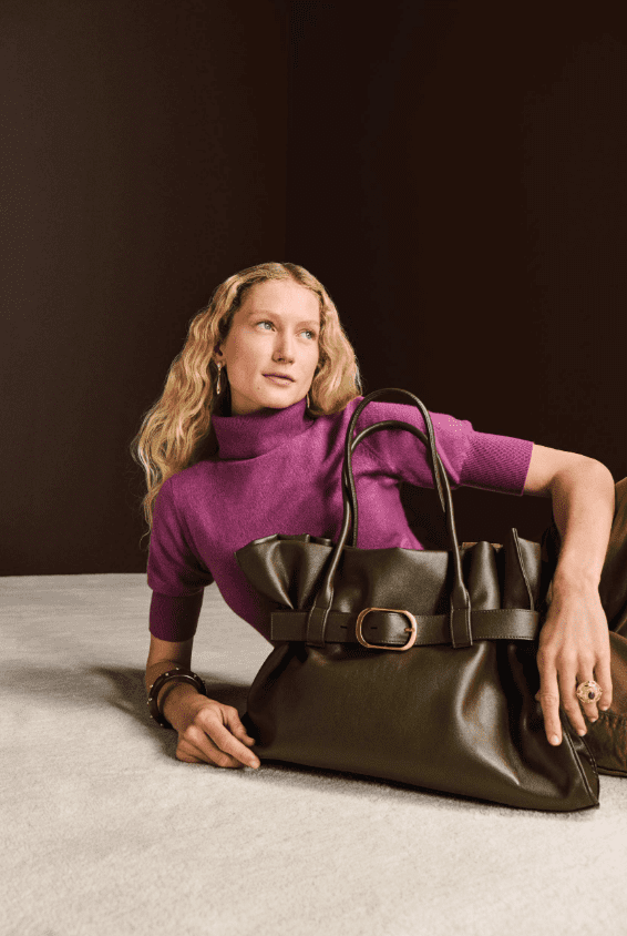 Scoop Women's Faux Leather Buckle Tote, Burnt Rosemary