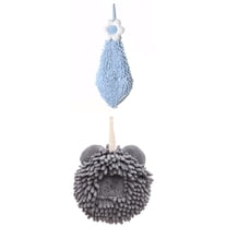 Unique Bargains 2 Pack Chenille Hand Towels 6" x 15"/7" x 7" Blue-2/Dark Grey