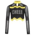 thumbnail image 2 of TiaoBug Girls Cheerleading Shirts Long Sleeve Mesh Rhinestone Cheer Uniform Crop Top Dancewear Gold 14, 2 of 6