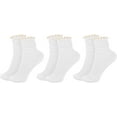 thumbnail image 2 of Women Socks Lace Ruffle Frilly Turn Cuff Casual Ankles Socks Vintage Lovely Double Needle Lady Socks 3Pairs ﻿, 2 of 7