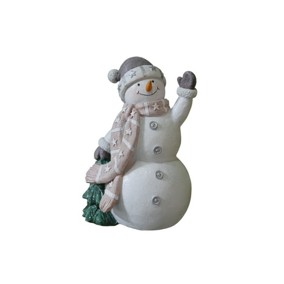 Snowman Figurine with Scarf and Hat Winter Resin Decoration for Indoor Outdoor Holiday Display Home Office Decor