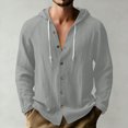 thumbnail image 2 of RXMEKW Solid Color Hooded Cardigan for Men with Button Front and Long Sleeves, 2 of 9