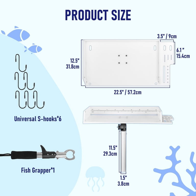 rod holder fish cleaning table Vantegas Boat Cutting Board Bait Filet Board For Station White Fishing Fillet Table, In Single With Plier Storage and Knife Slot, Marine Accessories For Boats Grill Injection Molded Polyethylene LeveLock quick release all angle rod holder mount Will not fade Fish Cleaning Tables - 5