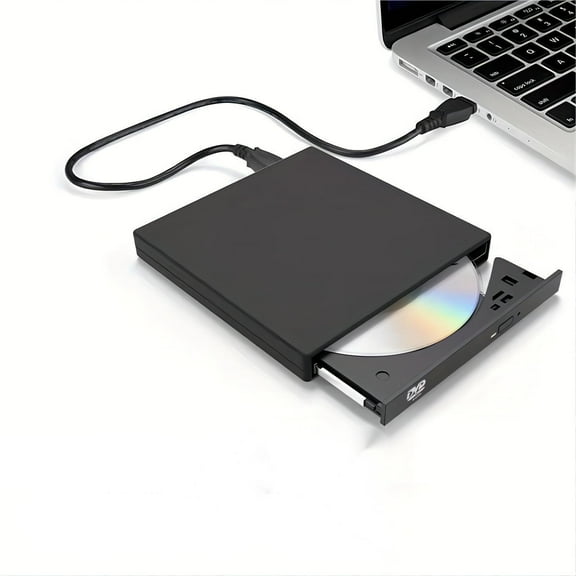 External CD DVD Drive, USB 2.0 Slim Portable External CD-RW Drive DVD-RW Burner Writer Player For Laptop Notebook PC Desktop Computer