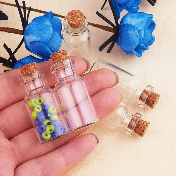 HEMOTON 100pcs 0.5ml Transparent Glass Wishing Bottles Cork Drift Bottles Glass Jars