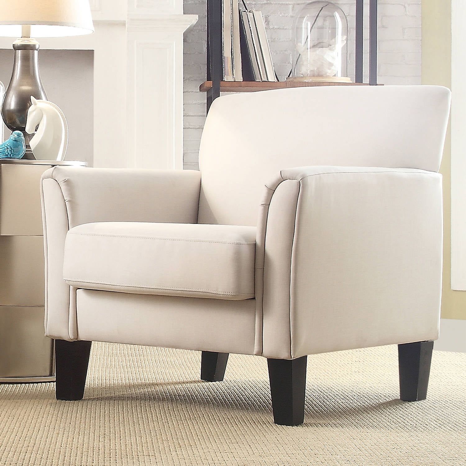 Weston Home Tribeca Living Room Upholstered Accent Chair, Cream White