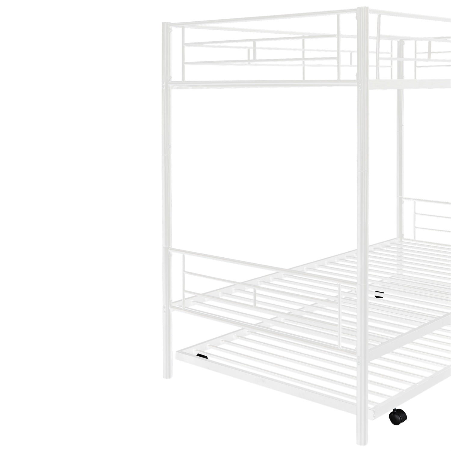 Kadyn Metal Bunk Bed, Twin-Over-Twin Bed with Trundle, Can be Divided into two beds, Modern Bunk Bed Frame for Juniors, White