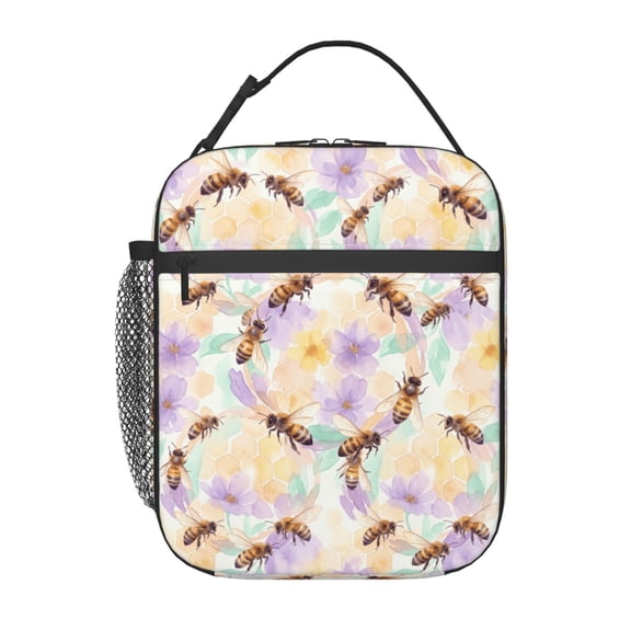 Bee Lunch Bag For Women Men - Bees Theme Leakproof Insulated Thermal Lunchbox, Portable Reusable Lunch Box For Work Office Picnic Travel