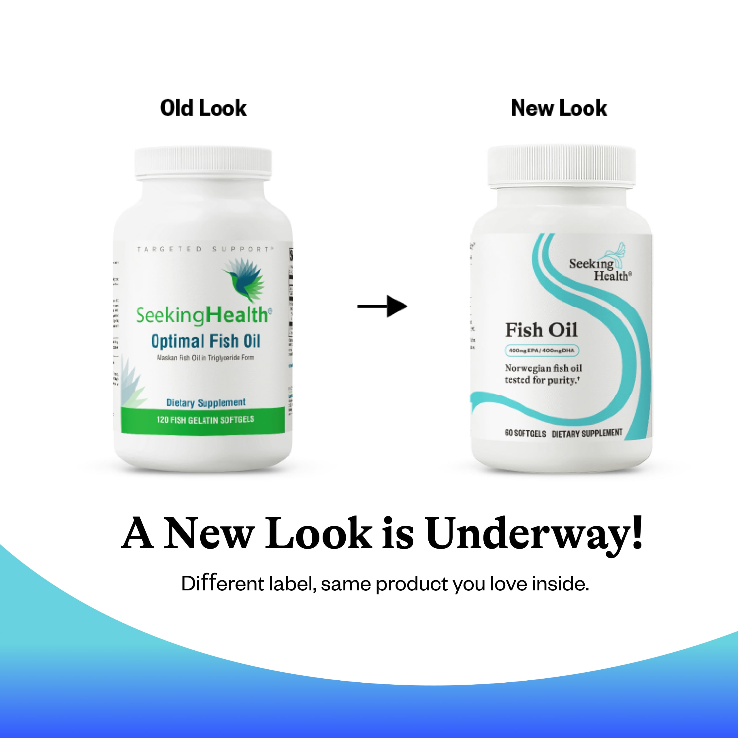 Seeking Health Fish Oil 400mg EPA / 400mg DHA Norwegian fish oil tested for purity. 60 Softgels