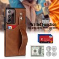 thumbnail image 3 of Dteck for Samsung Galaxy Note 20 Ultra Slim Case, Shockproof Premium PU Leather Soft TPU Business Cover with Wrist Strap Kickstand Flip Stand Protection Case, brown, 3 of 7