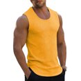 thumbnail image 2 of BRANROY Men's Knit Tank Tops Summer - Vertical Stripe Casual Sleeveless Muscle Shirt, Mens Tank Tops for Gym Workout, Athletic Sleeveless Tee,Yellow,XL, 2 of 5