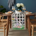 thumbnail image 2 of Easter Table Runner - 120 Inch Long, Kitchen Dining Table Runner Dresser Scarves, Spring Rabbit Flowers Colorful Eggs Black Lattice Farmhouse Decor for Coffee Tables Wedding Party Banquet, 2 of 8