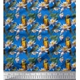 thumbnail image 1 of Soimoi Viscose Chiffon Fabric Macaw Parrot,Leaves & Waterlily Floral Print Fabric by the Yard 42 Inch Wide, 1 of 1