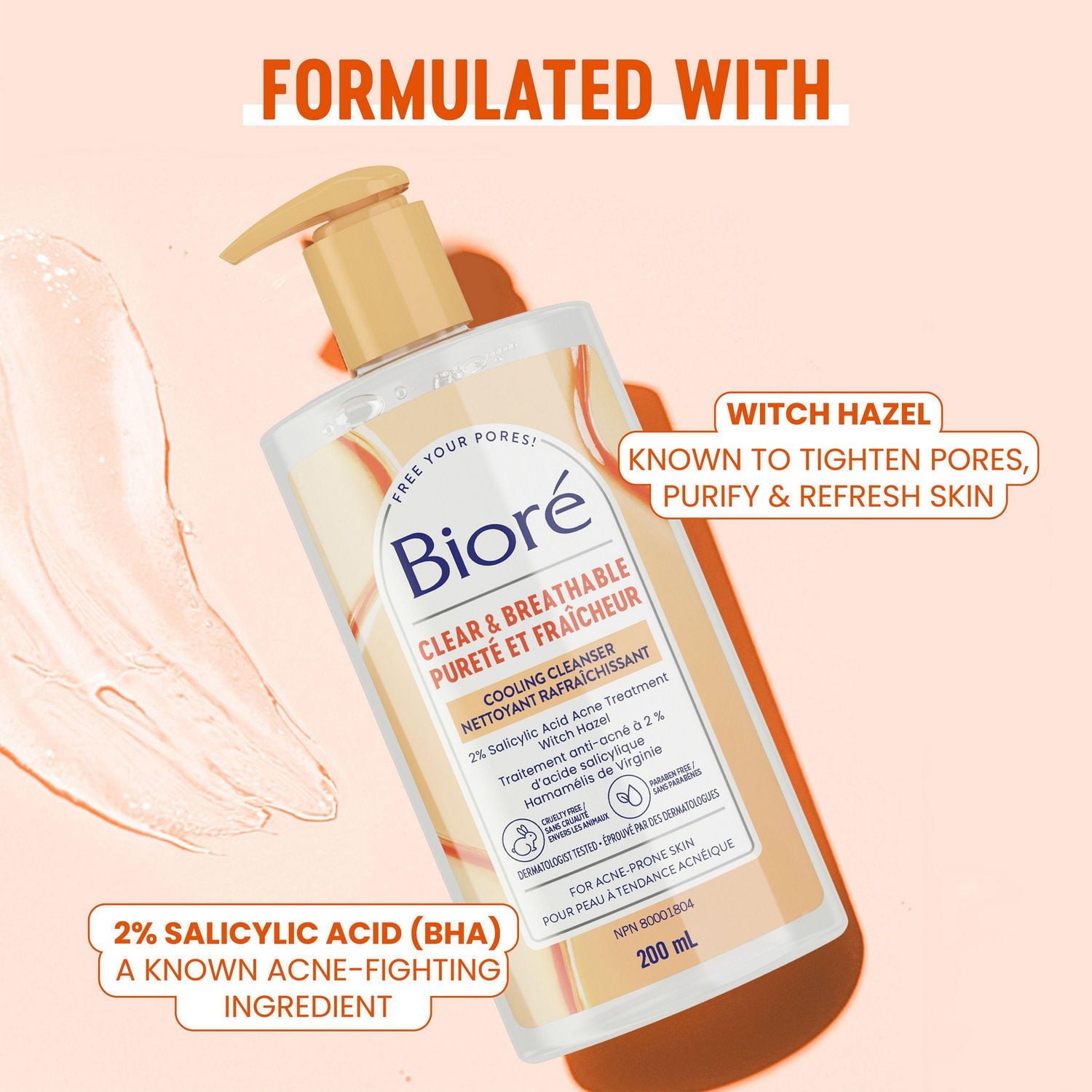 Bioré Pore Clarifying Cooling Cleanser with Witch Hazel, Salicylic