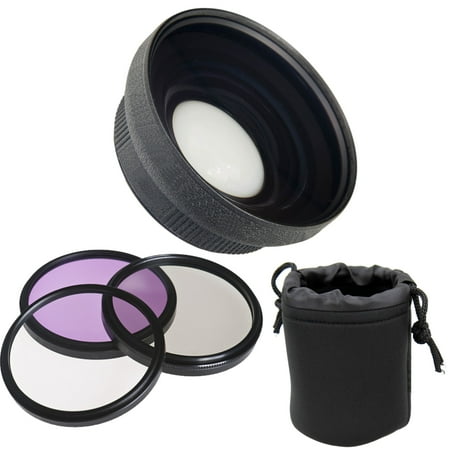 Panasonic Lumix DMC-FZ1000 0.5X High Definition Super Wide Angle Lens w/ Macro + 62mm 3 Piece Filter Kit