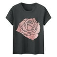 thumbnail image 5 of Mnyotv Womans Tshirt Womens Rose Graphic Tee T Shirt Loose Fit Summer Short Sleeve Boyfriend Casual Crew Neck Tops Grey S, 5 of 5