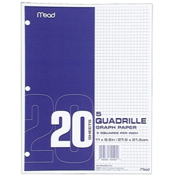 Mead Coordination Graph Paper White 8,5x11 20 Sht 5 Sq en 19030 Pack de 12