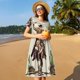 thumbnail image 4 of Easygdp Vintage Cowboy Riding Horse para Vestido Transpirable de Mujer, Vestido Suelto de Manga Corta con Pliegues y Bolsillos para el Verano, 4 of 6
