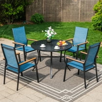 Summit Living Weatherproof 5-Piece Aluminum And Steel Outdoor Dining Sets, Blue And Black
