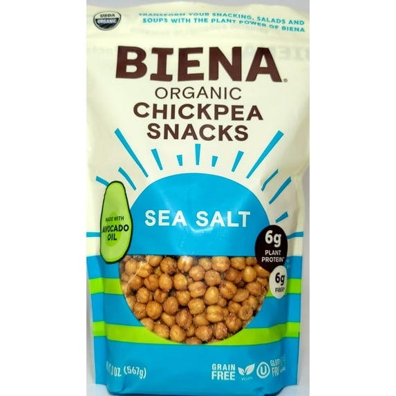 Biena Organic Chickpea Snacks, Made with Avocado oil and Sea Salt. 20 Oz. bag.