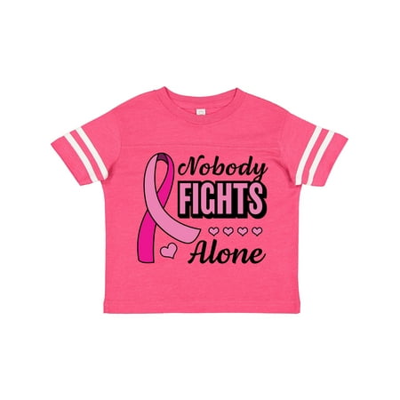 

Inktastic Breast Cancer Awareness Nobody Fights Alone Pink Ribbon Gift Toddler Boy or Toddler Girl T-Shirt