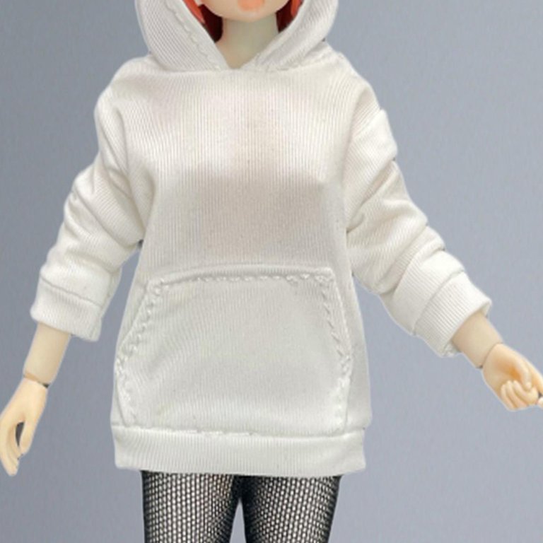 Fashion 1/12 Scale Hoodie Sweater Clothes,6in Action Figures Doll Model  Accessory White