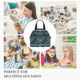 thumbnail image 3 of DouZhe Lunch Bags for Women and Men, Retro Blue Tribal Style Geometric Prints Reusable Portable Insulated Cooler Waterproof Lunch Tote Bag for Travel Work School Picnic, 3 of 7
