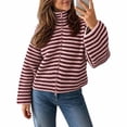 thumbnail image 6 of Womens Striped Zip Up Sweaters Mock Neck 2026 Fall Trendy Casual Long Sleeve Loose Fit Knit Cardigan Tops, 6 of 9