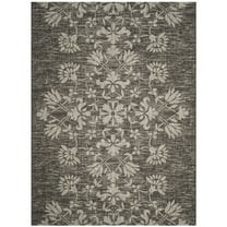 SAFAVIEH Courtyard Nina Distressed Floral Indoor/Outdoor Area Rug, 8' x 11', Black/Light Grey