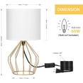 thumbnail image 3 of NEX Gold Bedside Table Lamps Modern with Hollow Base Fabric Shade, 3 of 8