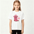 thumbnail image 2 of Pink Cowgirl Boots Girls Graphic Tee, Cute Western Country 100% Cotton Kids Short Sleeve T-Shirt, 2 of 5