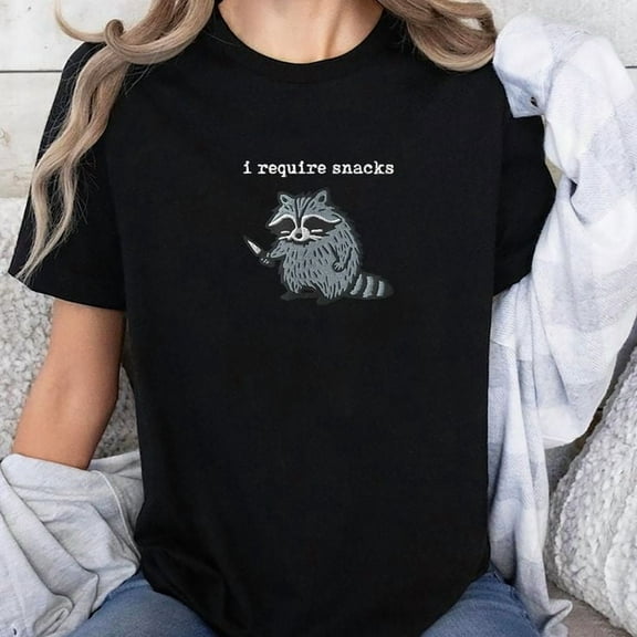 i Require Snacks Raccoon T-Shirt Unisex, Sizes S-5XL, Tbun