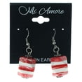 thumbnail image 2 of Silver-Tone French Hook Dangle Earrings Red & White Striped Stone Accents, 2 of 2