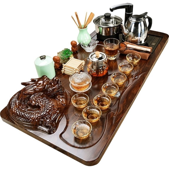 Tea Set Fully Automatic Water Heater Set Of Kung Fu Tea Set, A Full Set Of Small Tea Ceremony Tea Tray Small Coffee Table Simple Tea Sets, Tea Cup, Gongfu tea tray tea, Toy For Gift, Office Home