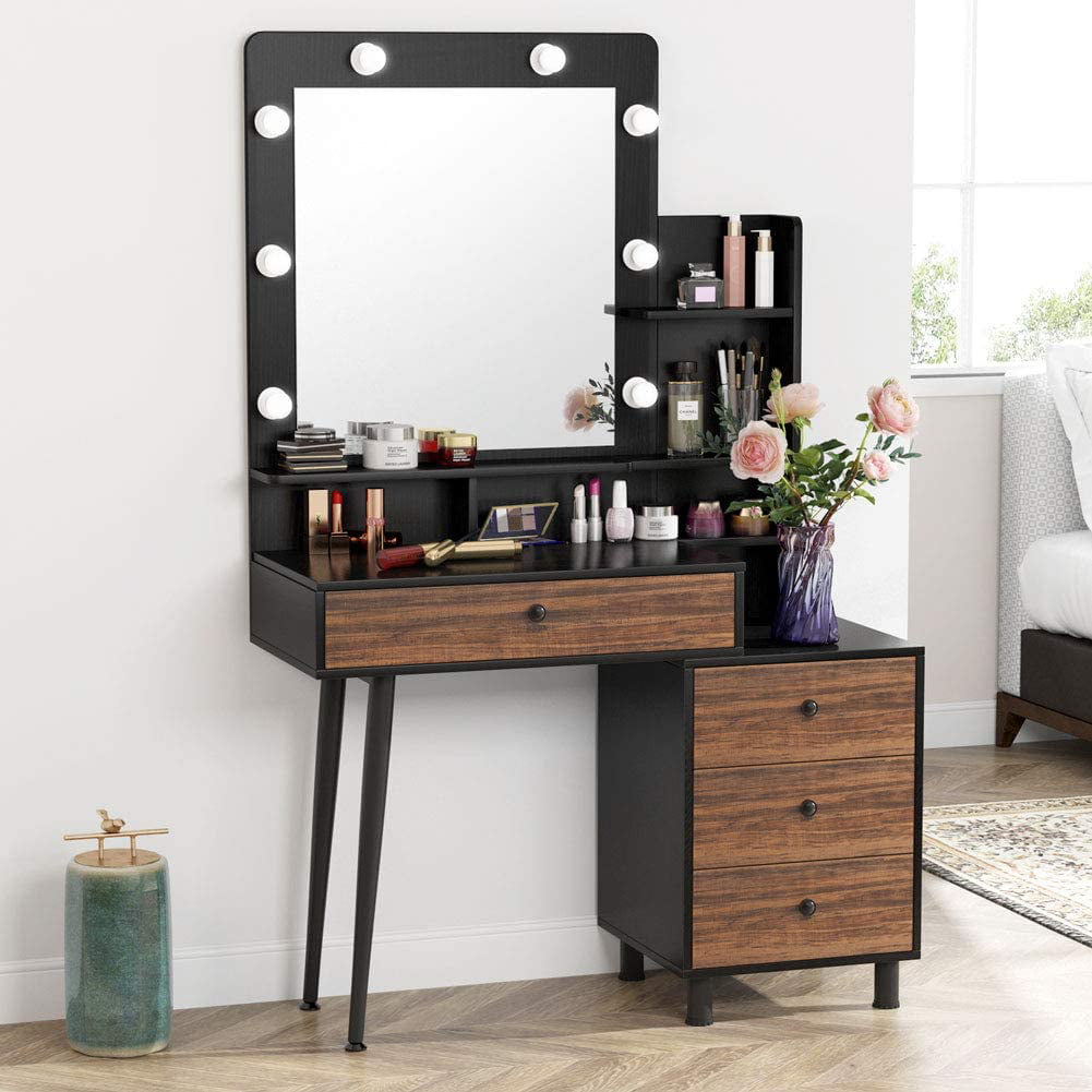 Tribesigns Vintage Makeup Dressing Table with Large Drawer and 3-Drawer ...