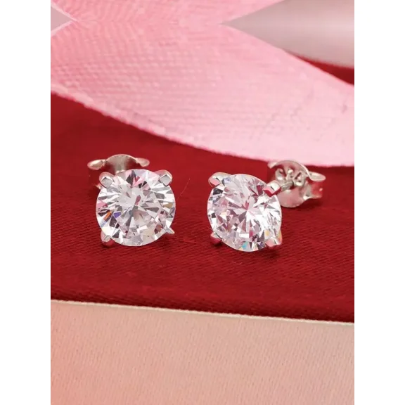 Mangal Jewels 3 Ct Round Cut Diamond Solitaire Womens Stud Earrings 14k White Gold Finish