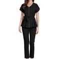 thumbnail image 2 of Milaget Nursing Scrubs Sets Breathable Comfortable Front Zipper Top Nurse Tops Pants Set XS Size Black, 2 of 9
