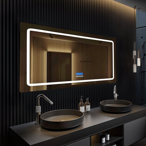 Lexora Home Caldona 60" x 36" LED Mirror with Defogger