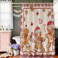 thumbnail image 6 of Vintage Christmas Gingerbread Man Shower Curtain Set with Hooks, Beige Red Plaid Waterproof Fabric Bathroom Curtains Decor Home Accessories, Stall Long 54 X 78 Inch, 6 of 9