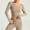 01 Khaki, variant on YueHuiYing Workout Sets for Women Tight-Fitting Seamless Long Sleeve Crop Tops High Waist Yoga Top