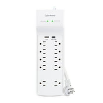 CyberPower P1004UC - 3600 J White Surge Protector Power Strip, 1 USB-A and 1 USB-C Port, 10 Outlets, 4 ft Extension Cord