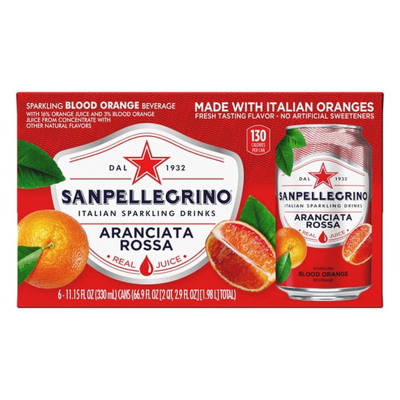 San Pellegrino Blood Orange Sparkling Drink | 11.15 fl oz Cans | 6-Pack | Italian 🍊