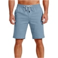 thumbnail image 2 of Hurxie Men's Casual Shorts Twill Drawstring Summer Beach Stretch Golf Shorts with Pockets Sky Blue,M, 2 of 7