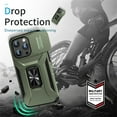thumbnail image 5 of ELEHOLD for iPhone 13 Pro Heavy Duty Case Shockproof Anti-Scratch with Built-in Magnetic Rotation Ring Holder Stand Case,Rugged Non-Slip Slide Lens Protector Hard Case Cover, darkgreen, 5 of 8