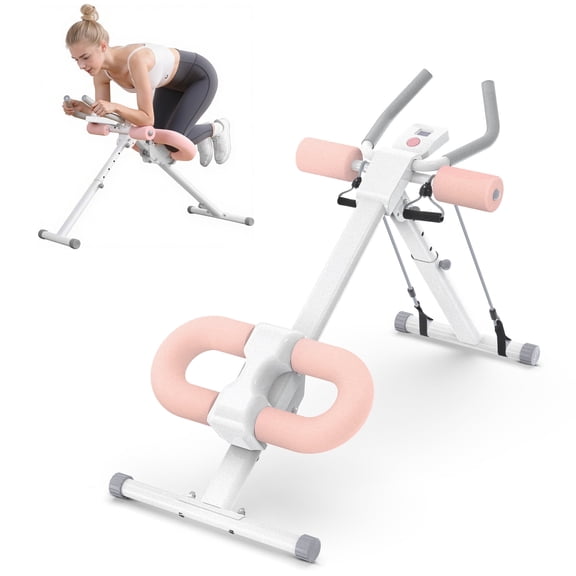 WARMOUNTS 3 in 1 Adjustable Ab Machine, Foldable Core & Abdominal Trainers for Home Fitness Gym with LCD Display for Full Body Workout