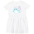 thumbnail image 3 of Inktastic Happy 5th Birthday with Cute Narwhal Stars and Bubbles Girls Toddler Dress, 3 of 5